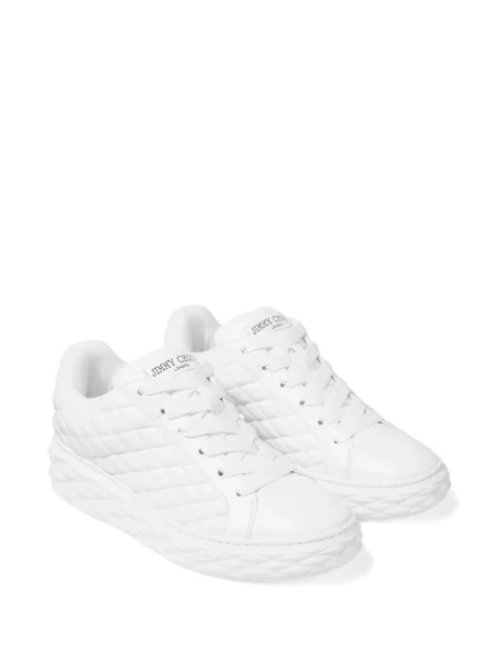 Sneakerși Jimmy Choo cu șireturi din dantelă alb