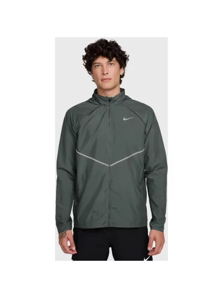 Kurtka z kapturem Nike Miler UV Repel zielono S szara