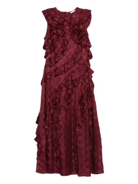Rochie midi Ulla Johnson cu volane până la genunchi de costum roșu