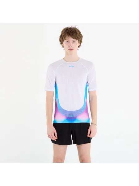 Tricou SOAR Race Tee White/ Magenta Blue L alb