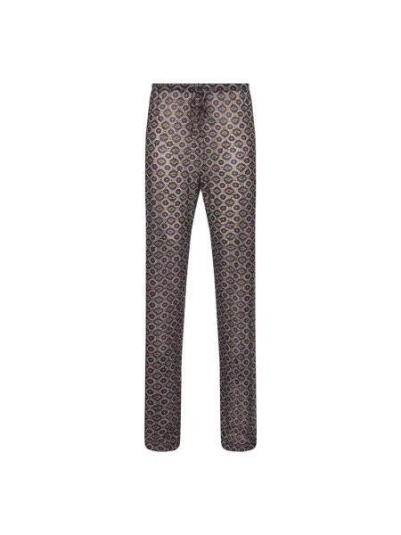 Spodnie Dries Van Noten z nadrukiem z siateczką z siateczki brązowe