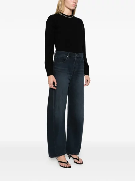 Blugi cu picior larg Alexander Wang cu autograf albastru