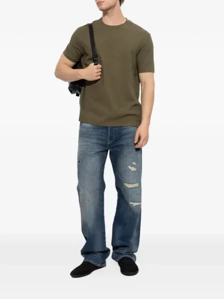 Tricou Emporio Armani din jacard cu autograf verde