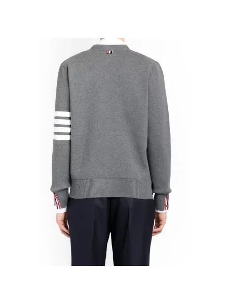 Sweter Thom Browne z nadrukiem z dekoltem w serek szary