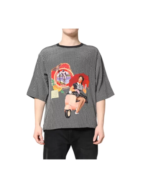 Jedwabna koszulka Dolce And Gabbana z nadrukiem