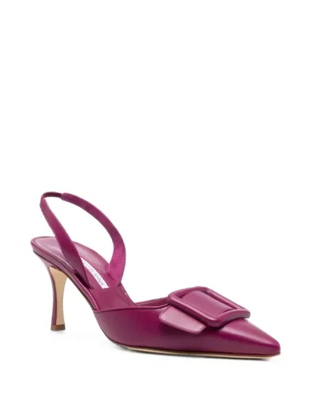 Pantofi cu toc Manolo Blahnik cu cataramă slingback violet