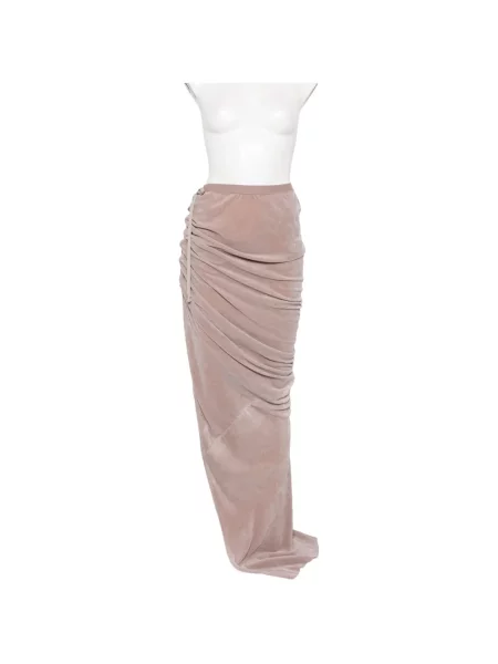 Fusta maxi Rick Owens cu volane cu cordon roz