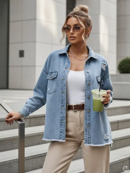 Kurtka koszulowa jeansowa oversize TONACIO Dstreet niebieska