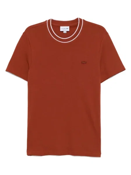 Gulerat tricou Lacoste cu dungi stretch maro