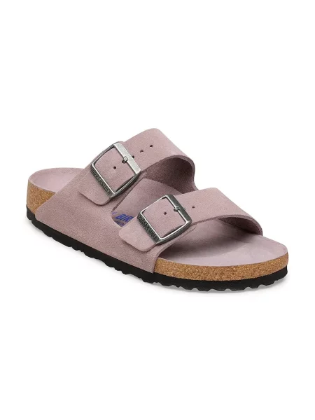 Birkenstock klapki zamszowe Arizona fioletowe
