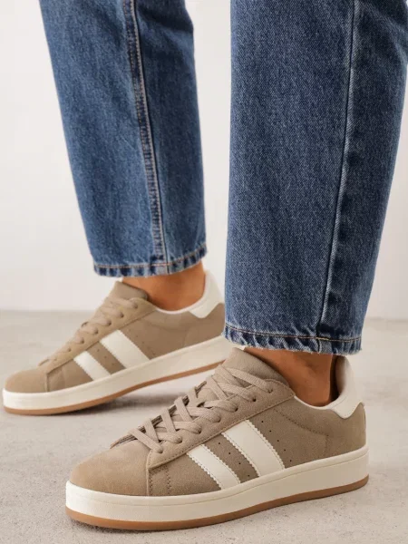 Sneakers cu barete laterale Zefirau închis bej