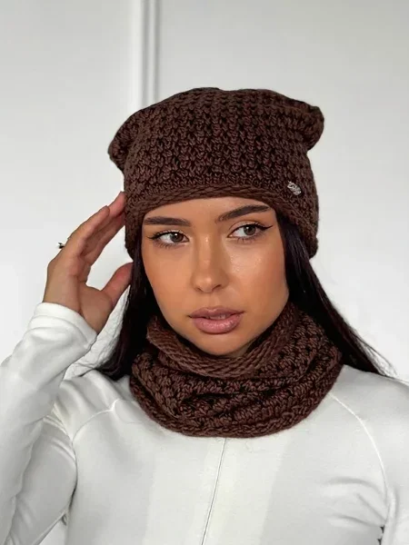 INNOE Шапка/шарф Вовна/поліамід коричневий