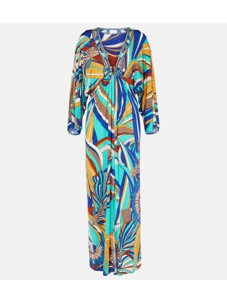 Rochie maxi Camilla cu imagine din jerseu drapată