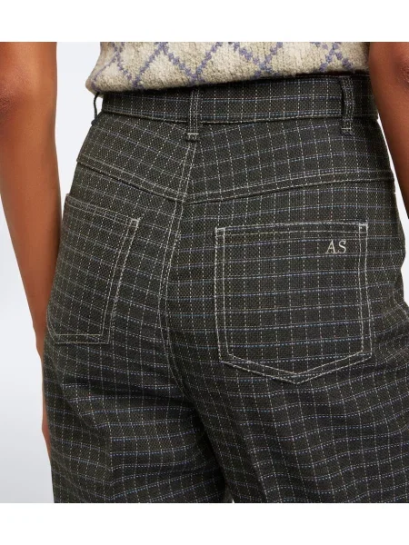 Pantaloni Acne Studios în carouri verde