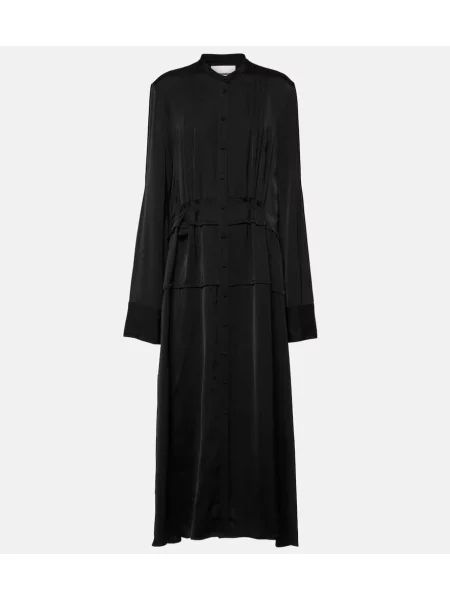 Rochie tip cămașă Jil Sander plisată de costum negru