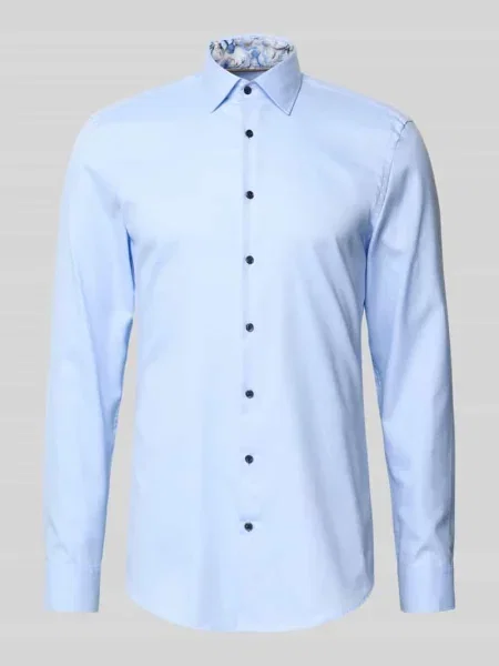 Koszula biznesowa o kroju super slim fit z bawełny z kołnierzykiem typu kent Jake*s błękitna