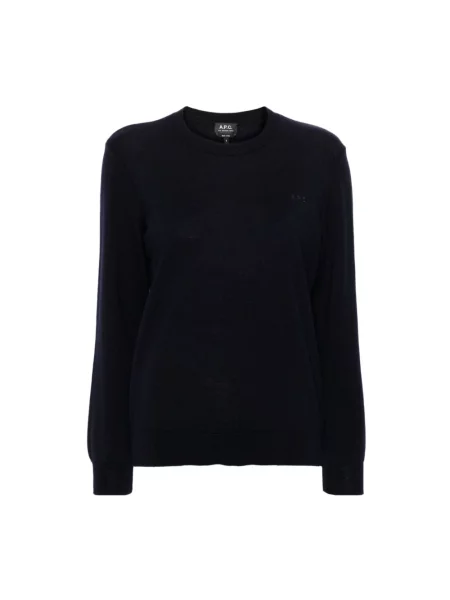 Sweter A.p.c. wełniany z logo niebieski