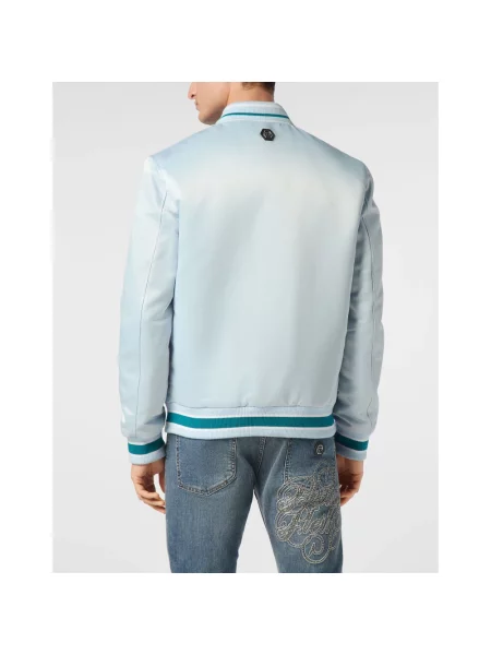 Kurtka bomber Philipp Plein z logo niebieski