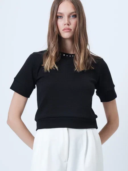 Trend Alaçatı Stili Tricou negru