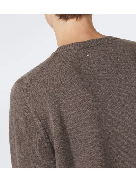 Volneni pulover Maison Margiela s potiskom rjava