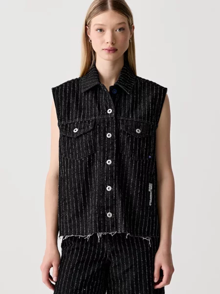 Vestă denim Karl Lagerfeld Jeans negru