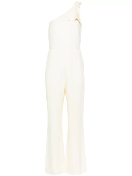 Salopetă Chloé de in cu un umăr gol galben