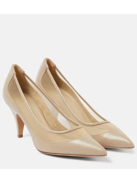 Pantofi cu toc Khaite din piele bej