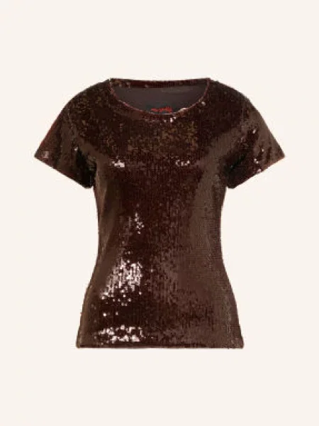 Miss Goodlife Tričko Glamour Glow S Flitry tmavě hnědá