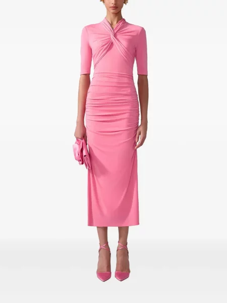 Rochie midi Carolina Herrera cu volane roz