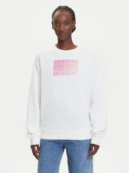 Tommy Jeans Суитшърт Gradient Flag бял