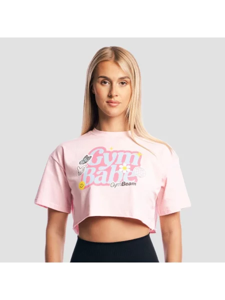 Koszulka fitness cropped GymBabe różowa
