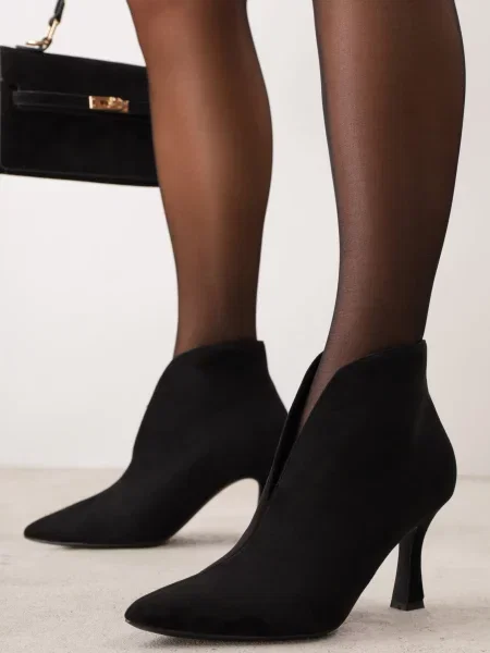 Botine pe stiletto geometric decorate cu decupaj în față pe carâmb Imarea negre