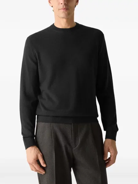 Кашмирен пуловер Zegna с кръгло деколте черно