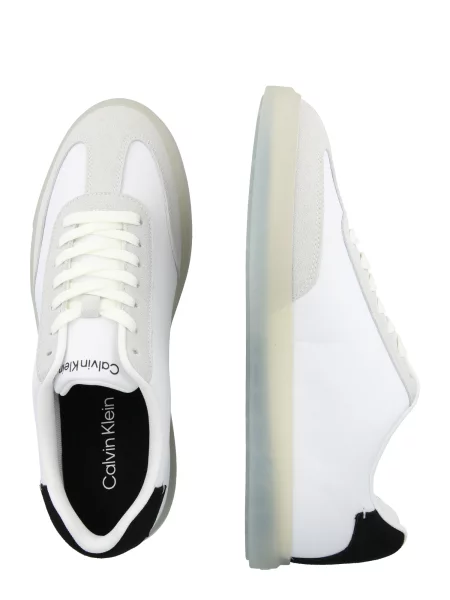 Calvin Klein Nízke tenisky svetlosivá / čierna biela