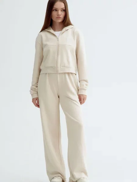 Шкіряні Спортивні штани бежевий