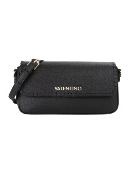 Lniana torebka crossbody Valentino czarna