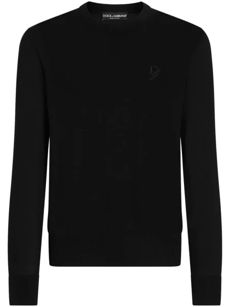 Pulover Dolce & Gabbana cu broderie negru