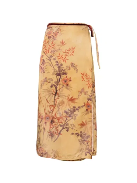 Fustă midi Forte_forte de mătase cu model floral cu imagine