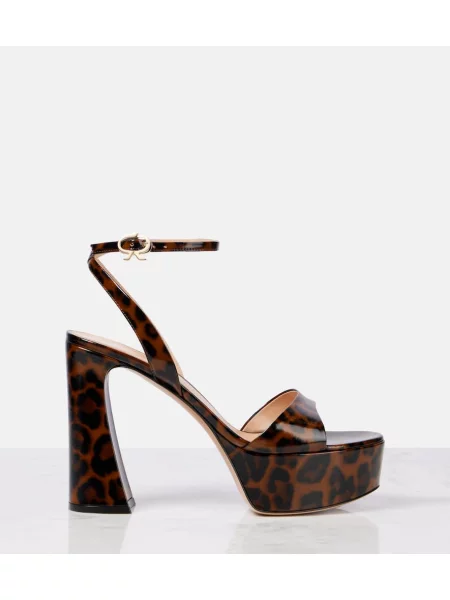 Sandale Gianvito Rossi cu platformă cu imagine cu model leopard