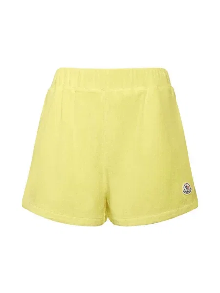 Szorty Moncler frotte z logo żółte