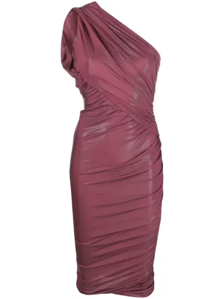 Rochie midi Rick Owens Lilies drapată până la genunchi cu un umăr gol roz