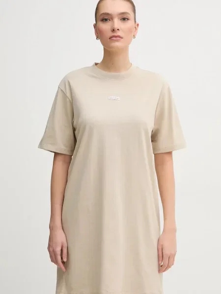 Calvin Klein Jeans sukienka mini oversize beżowy