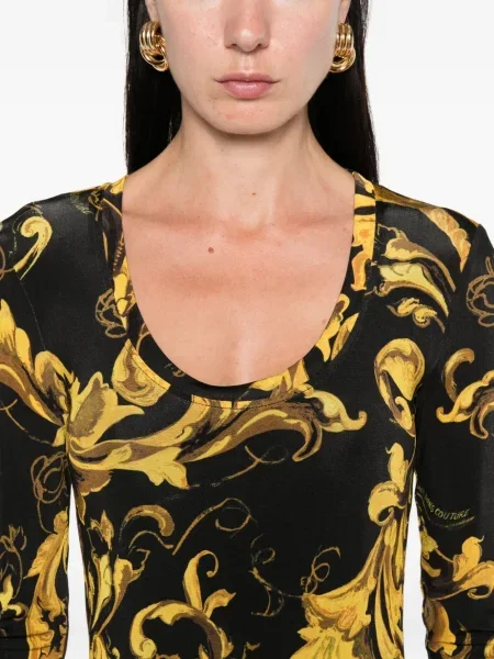 Κοστούμι τζιν φόρεμα Versace Jeans Couture με σχέδιο με μήκος μέχρι το γόνατο μαύρο