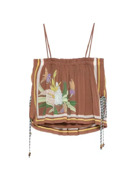 Top Alemais cu model floral cu imagine maro