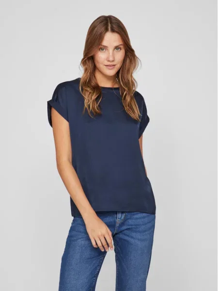 Vila T-Shirt Ellette Granatowy