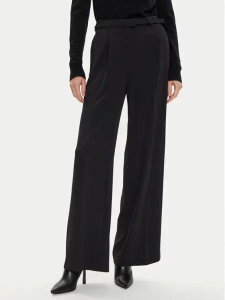 Imperial Medžiaginės kelnės Wide Leg juoda