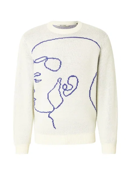 Only & Sons Pulover ONSHAMILTON ecru albastru