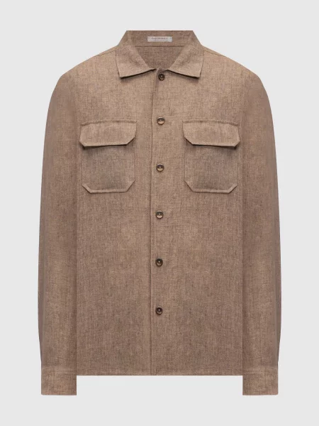 Сорочка з льону прямого крою Capobianco коричнева