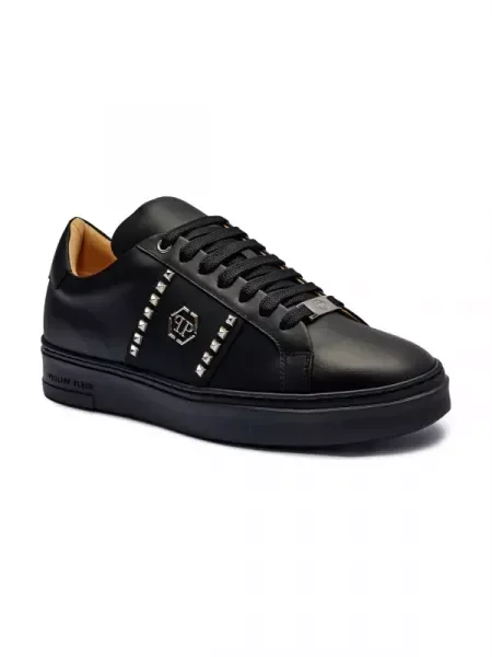 Philipp Plein De piele sneakers Lo-Top negru