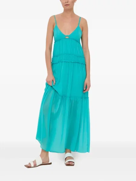 Rochie maxi Patrizia Pepe cu volane de costum albastru